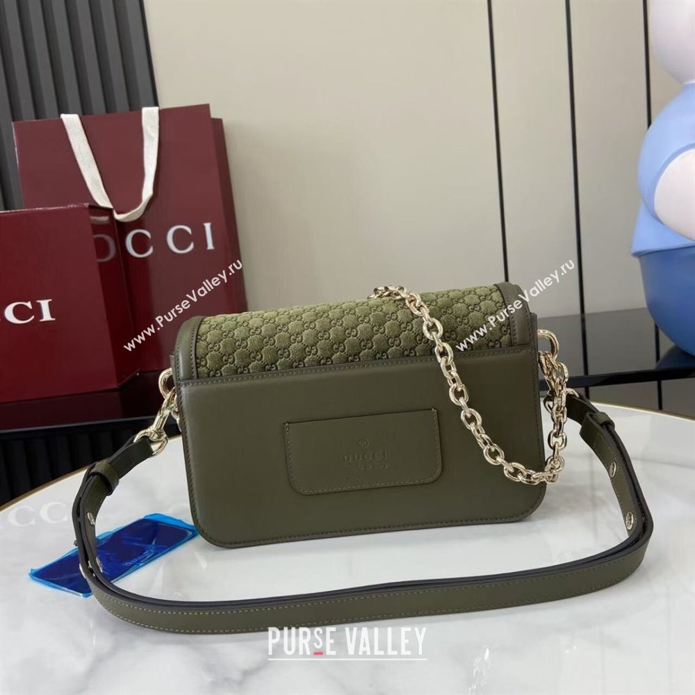Gucci Go Suede small shoulder bag Forest Green 2025 826761 (XLU-250808067)