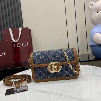 Gucci Go GG Denim small shoulder bag Blue 2025 826761 (XLU-250808071)
