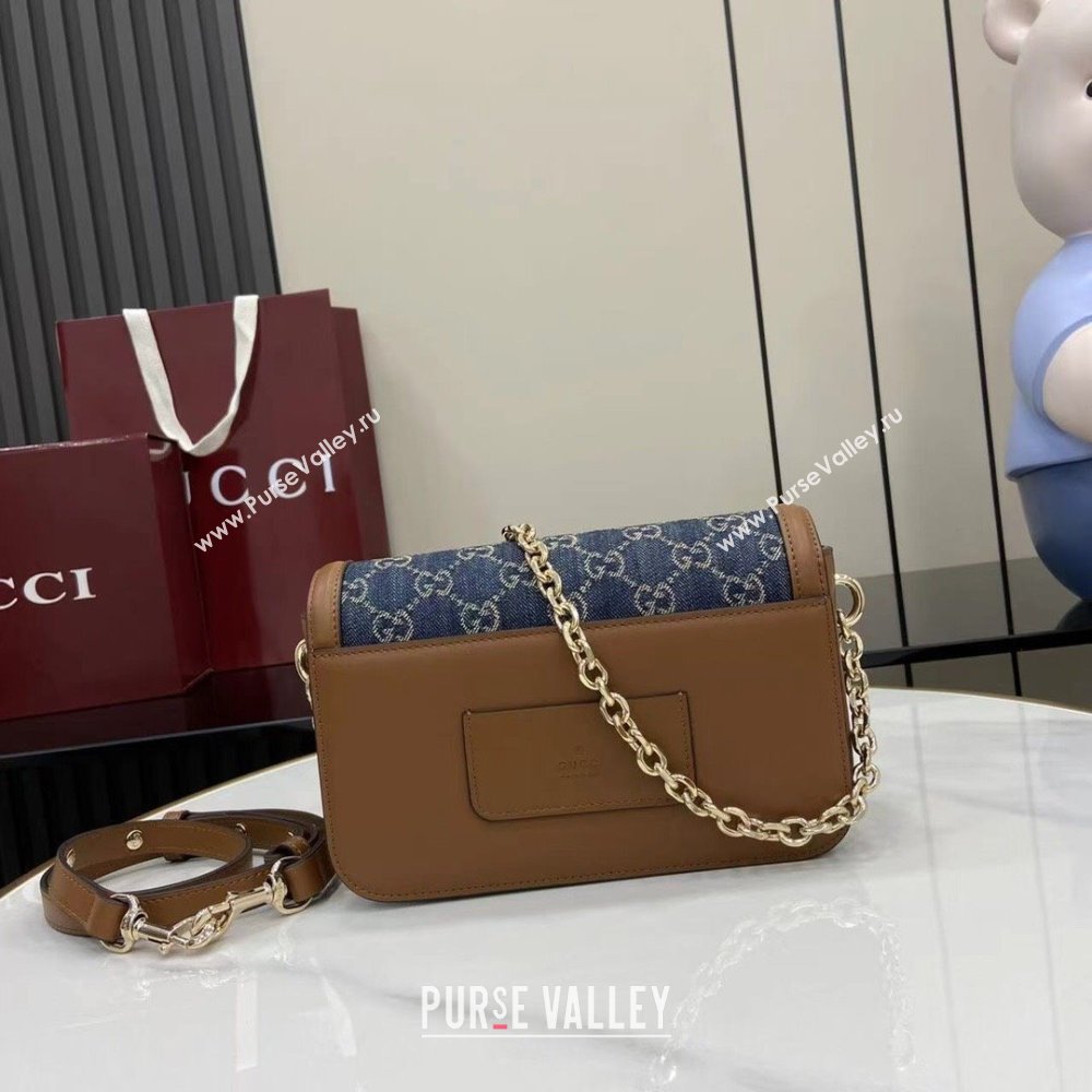 Gucci Go GG Denim small shoulder bag Blue 2025 826761 (XLU-250808071)