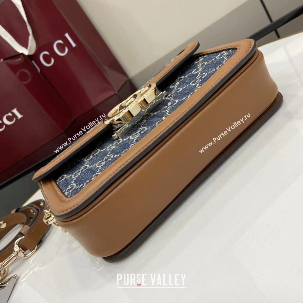 Gucci Go GG Denim small shoulder bag Blue 2025 826761 (XLU-250808071)