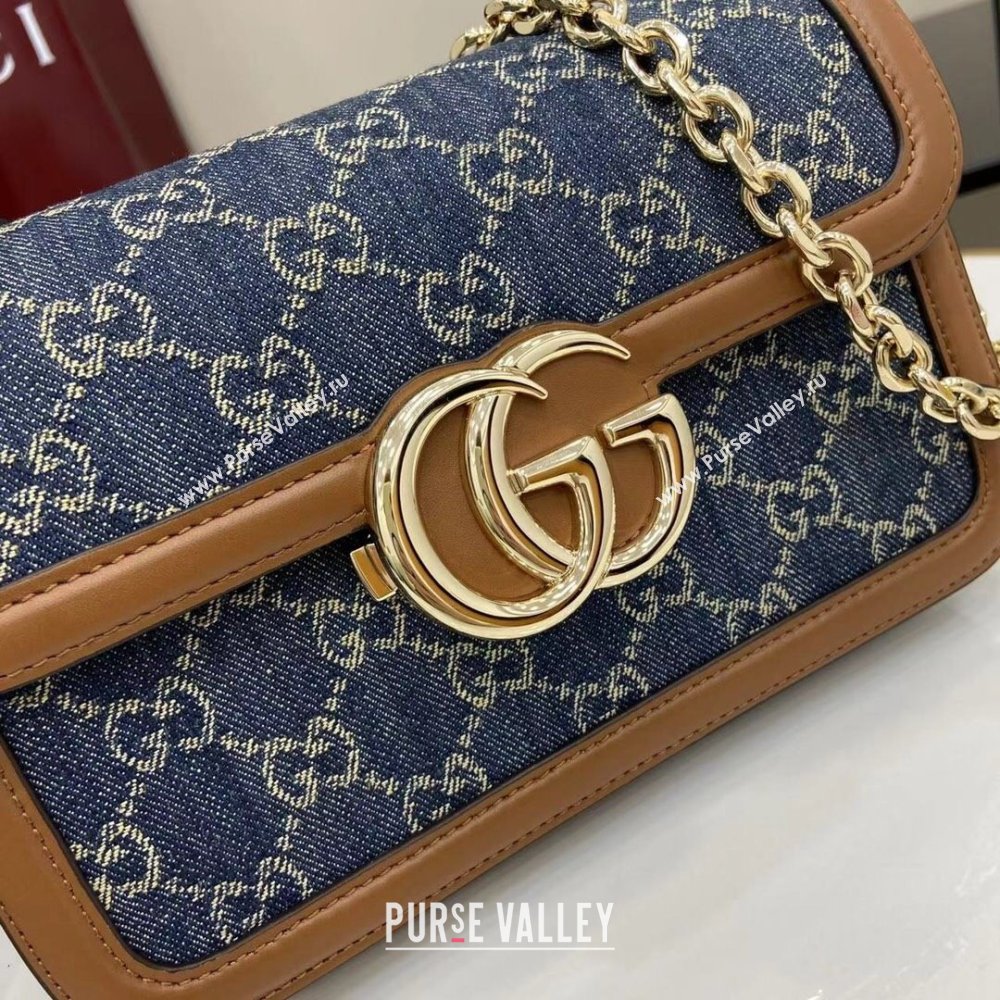 Gucci Go GG Denim small shoulder bag Blue 2025 826761 (XLU-250808071)