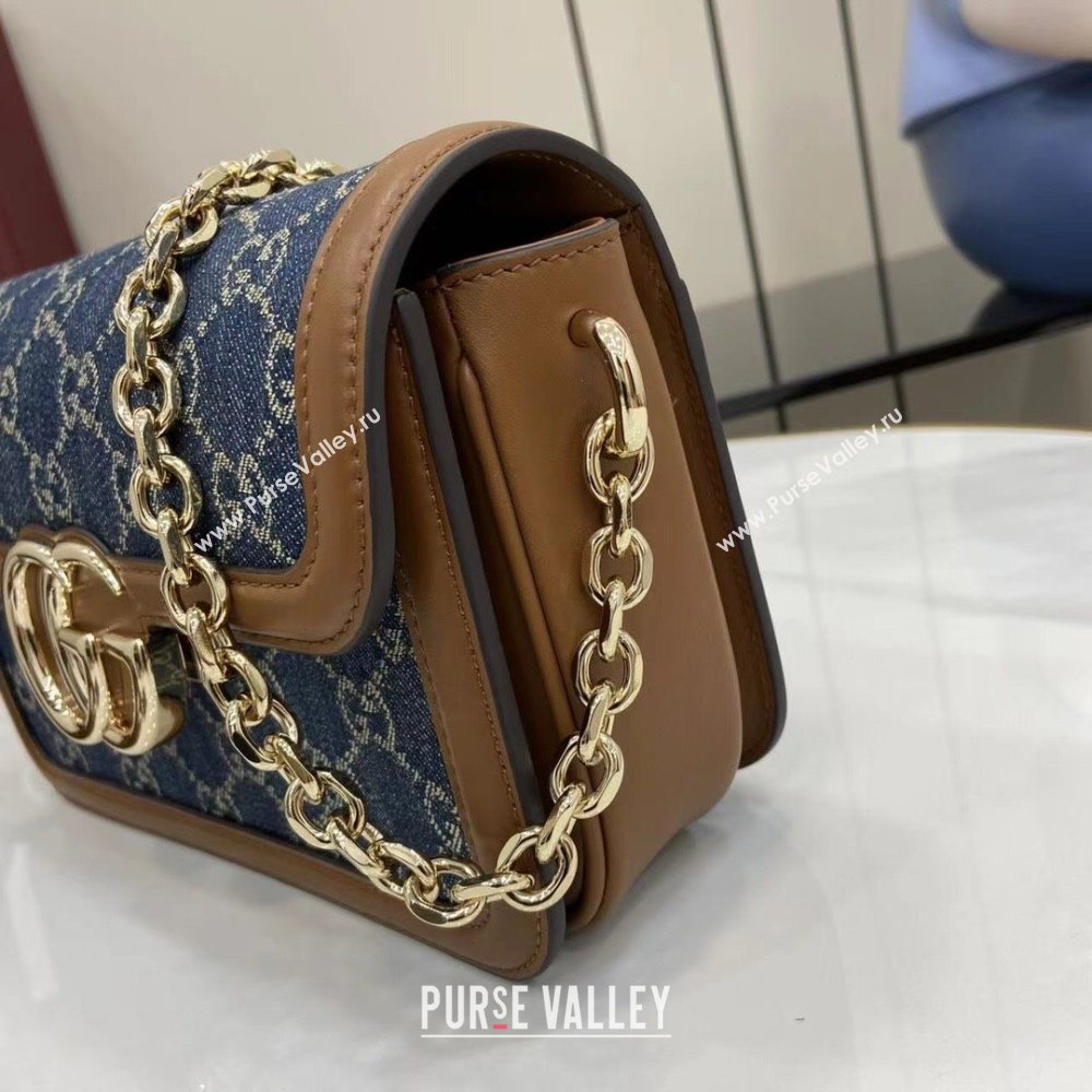 Gucci Go GG Denim small shoulder bag Blue 2025 826761 (XLU-250808071)