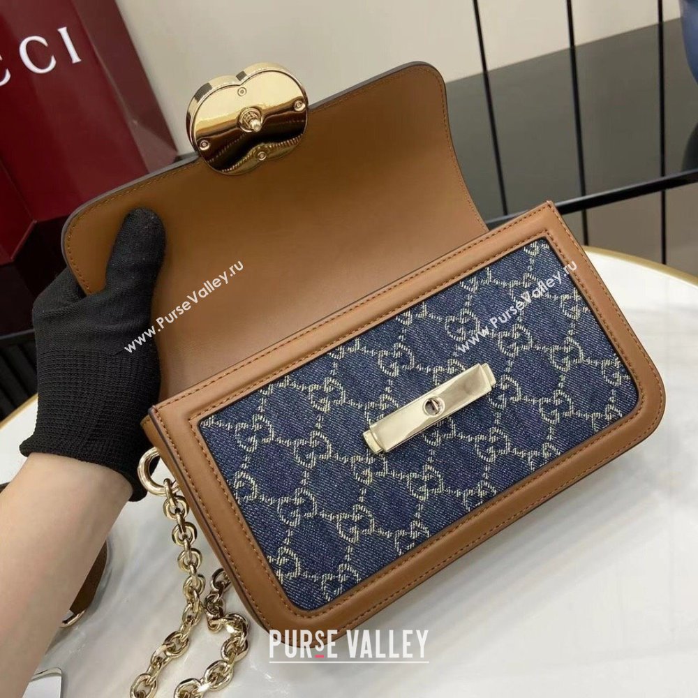 Gucci Go GG Denim small shoulder bag Blue 2025 826761 (XLU-250808071)