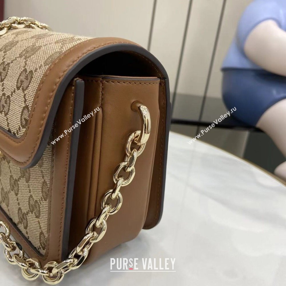 Gucci Go GG Canvas small shoulder bag Camel 2025 826761 (XLU-250808073)