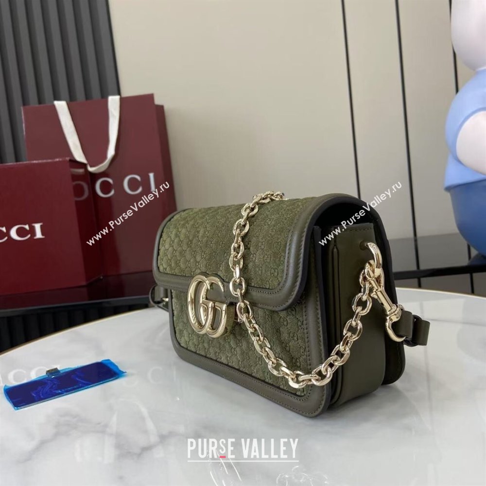 Gucci Go Suede small shoulder bag Forest Green 2025 826761 (XLU-250808067)