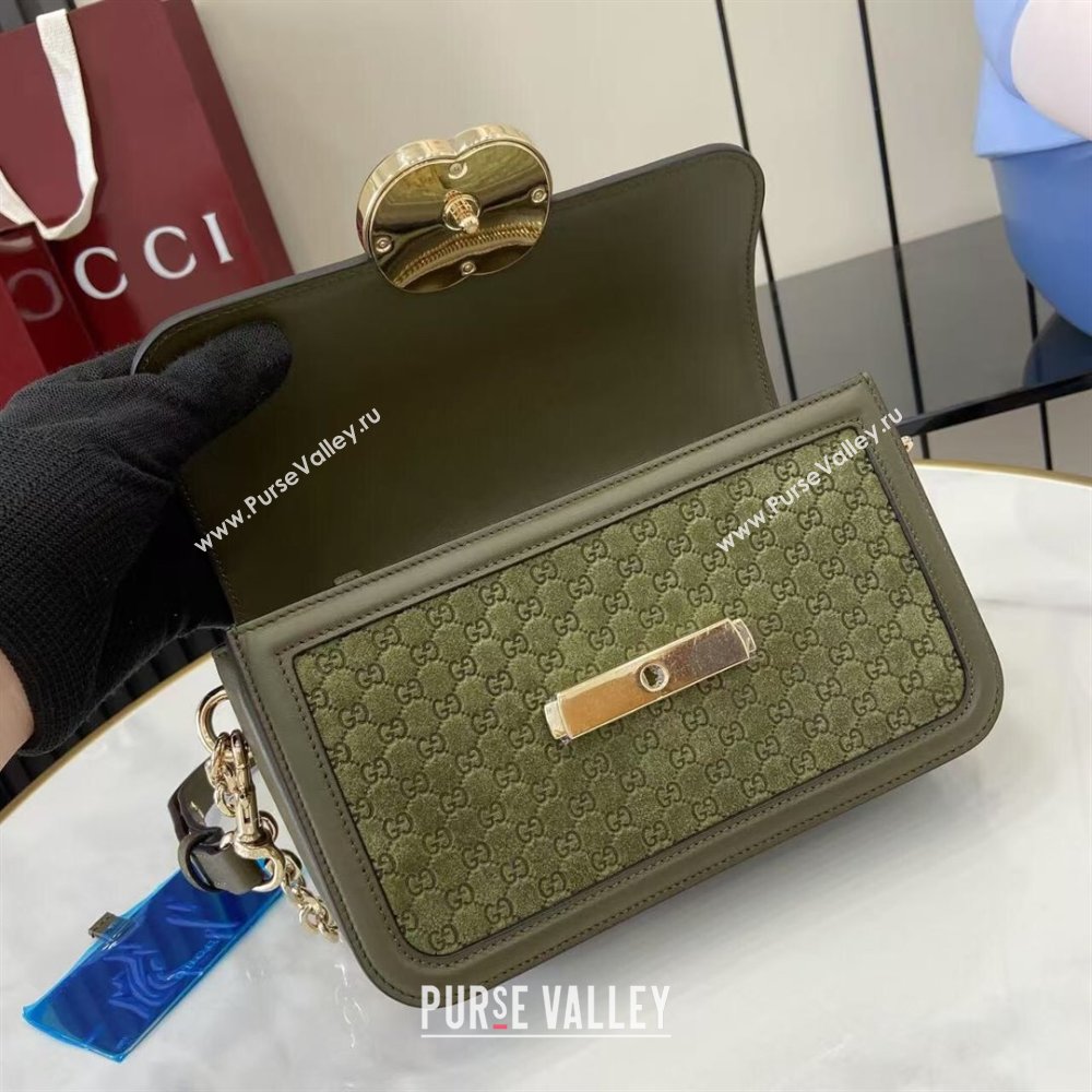 Gucci Go Suede small shoulder bag Forest Green 2025 826761 (XLU-250808067)
