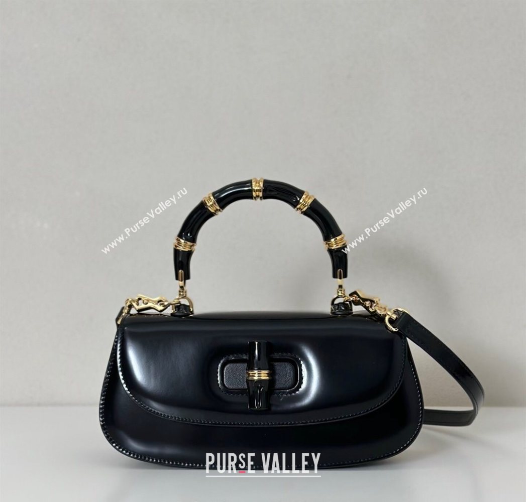 Gucci Leather Bamboo Diva medium bag Black 2025 ‎827750 (DLH-250630125)