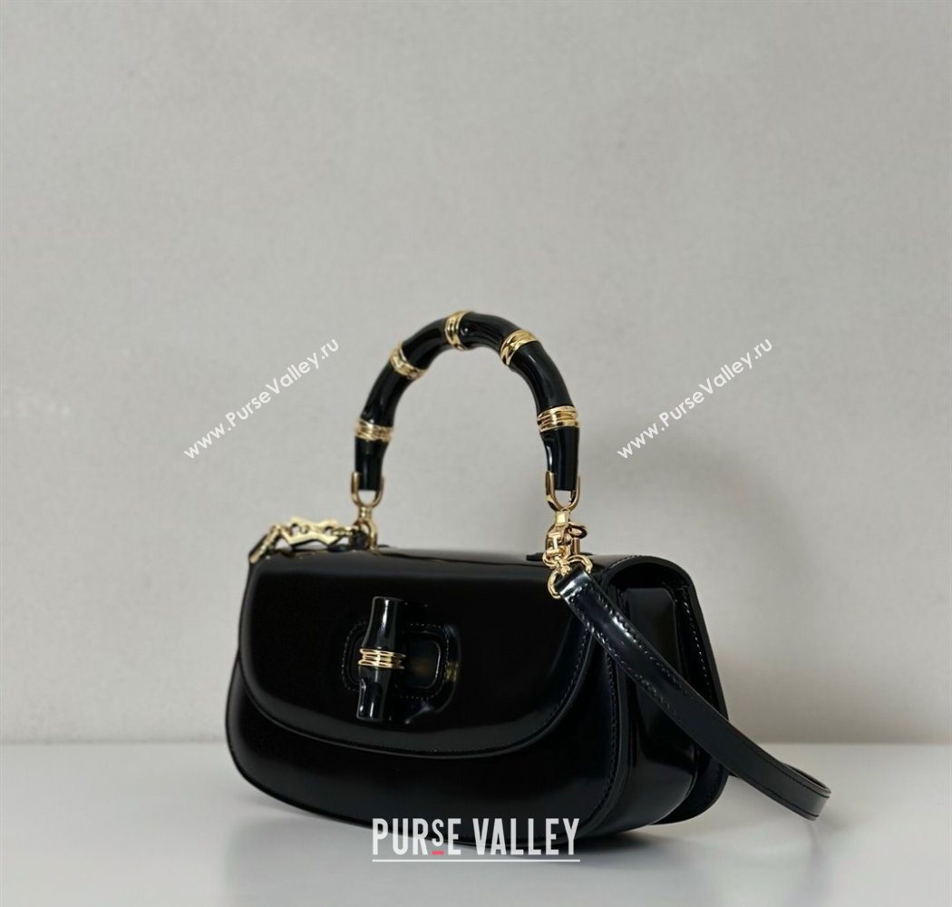 Gucci Leather Bamboo Diva medium bag Black 2025 ‎827750 (DLH-250630125)