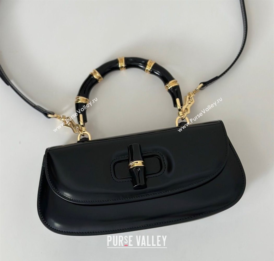 Gucci Leather Bamboo Diva medium bag Black 2025 ‎827750 (DLH-250630125)