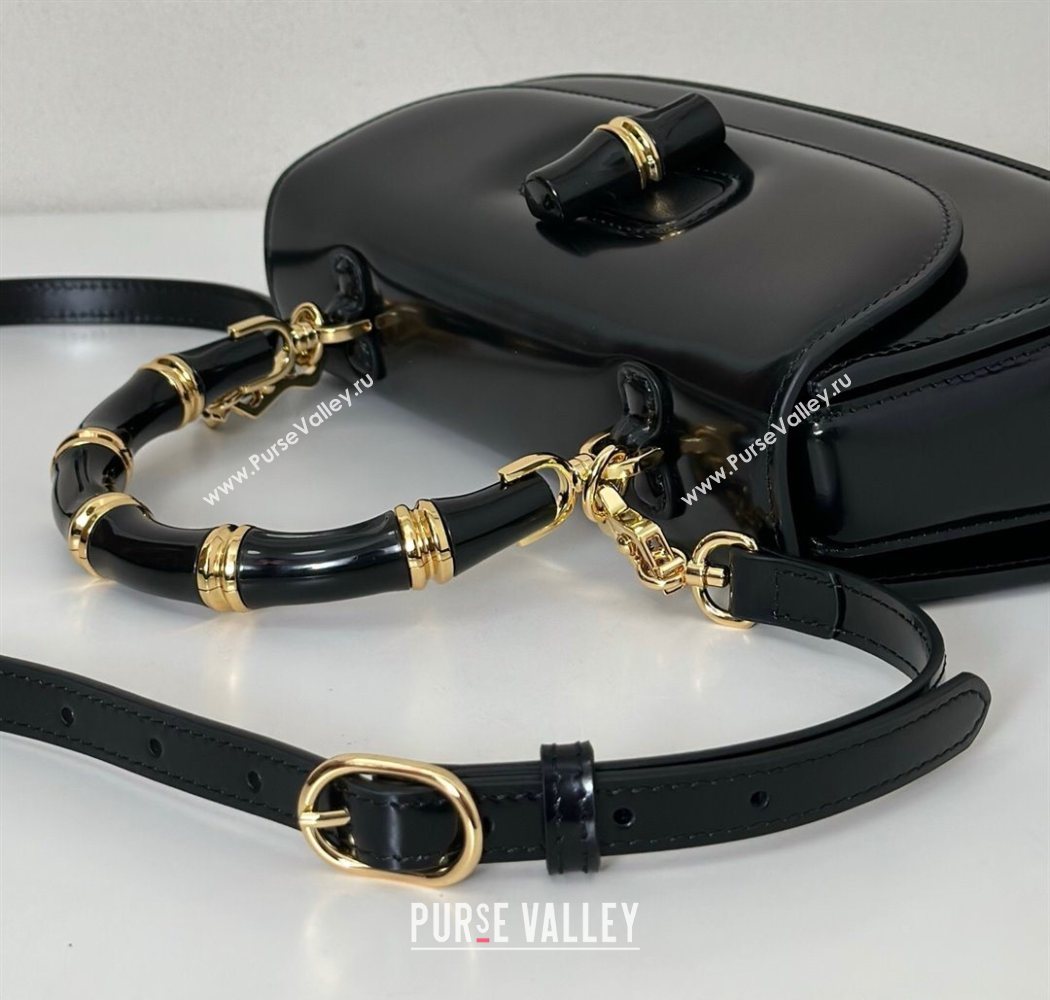 Gucci Leather Bamboo Diva medium bag Black 2025 ‎827750 (DLH-250630125)