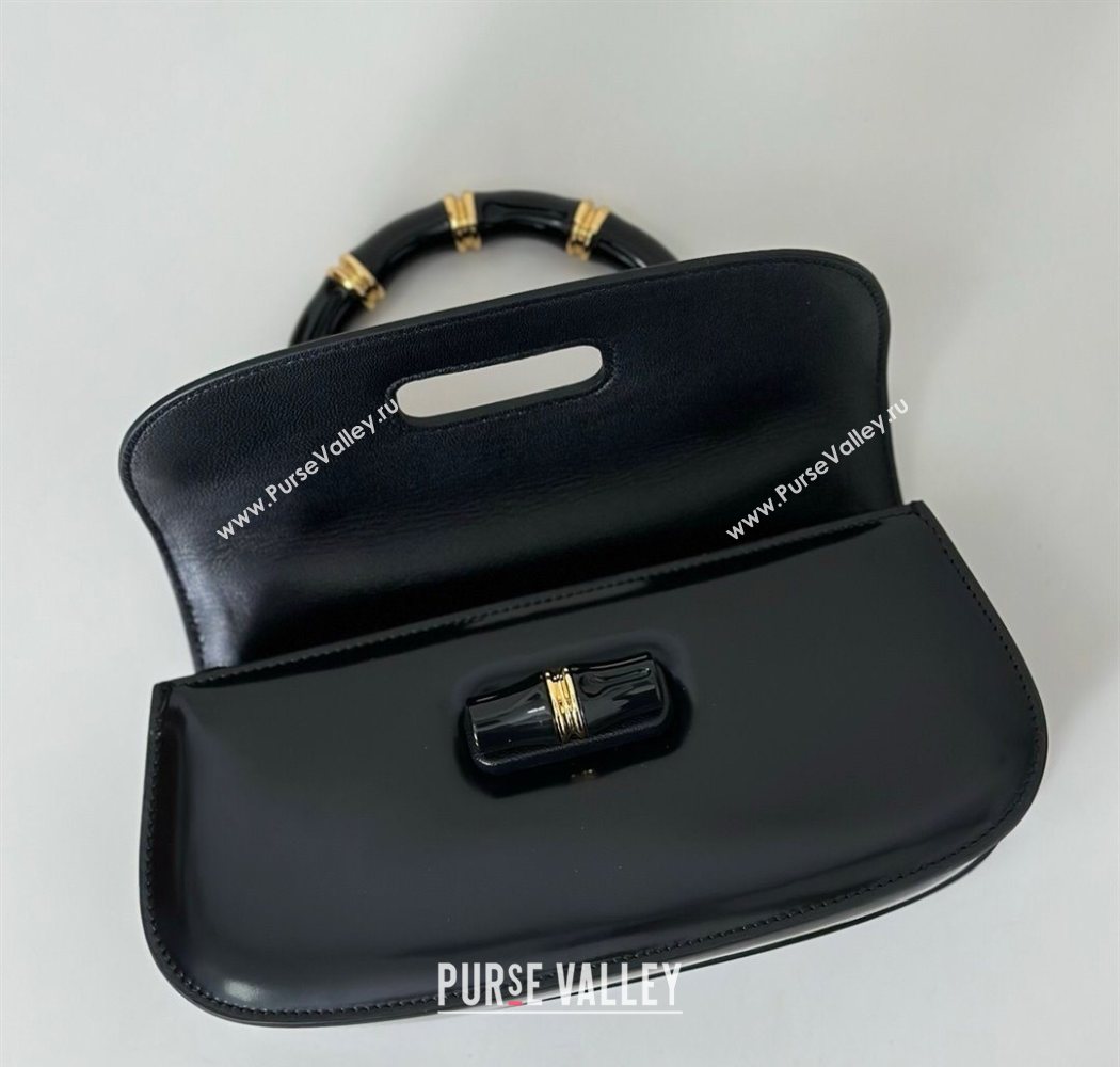 Gucci Leather Bamboo Diva medium bag Black 2025 ‎827750 (DLH-250630125)