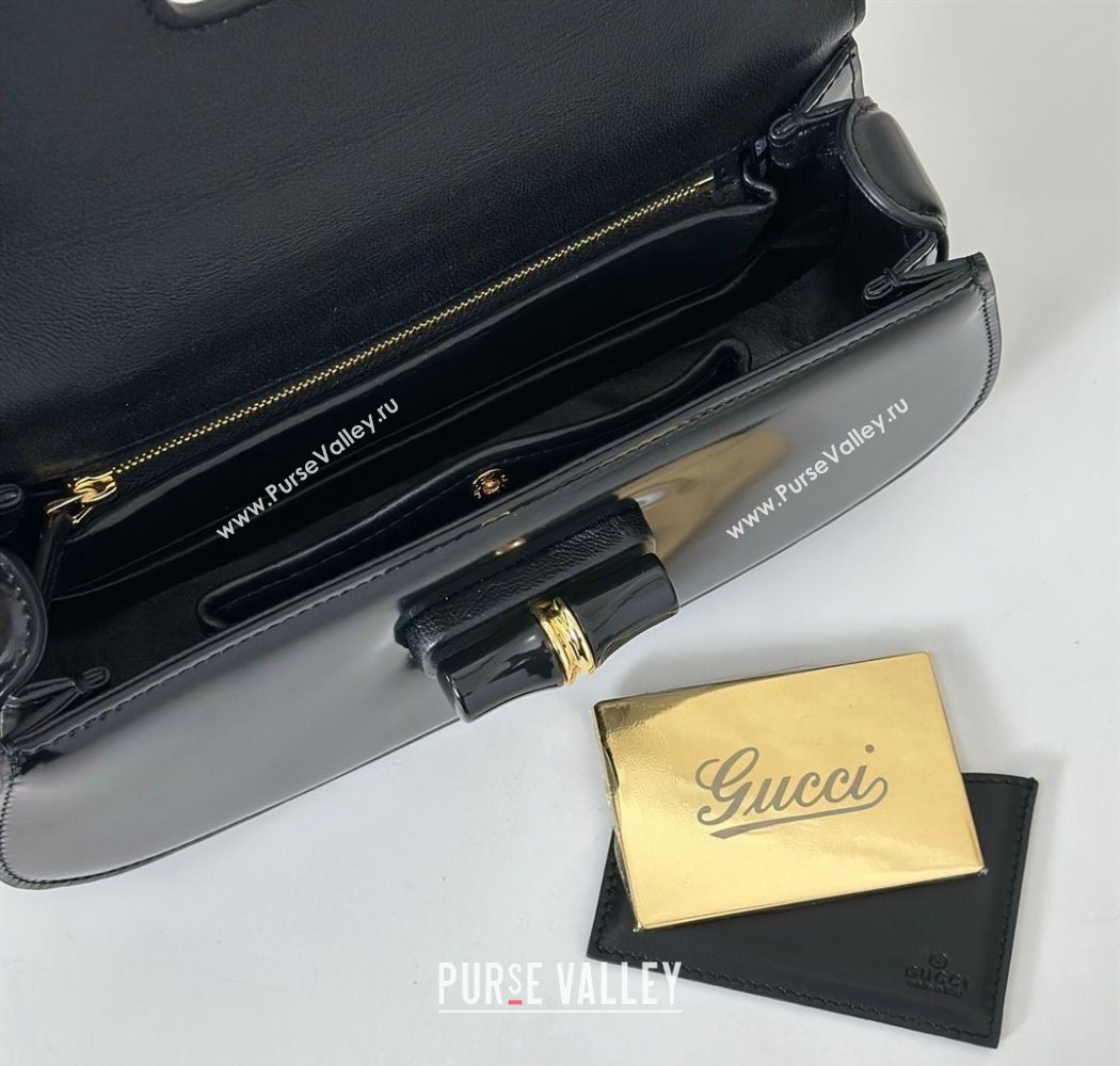 Gucci Leather Bamboo Diva medium bag Black 2025 ‎827750 (DLH-250630125)
