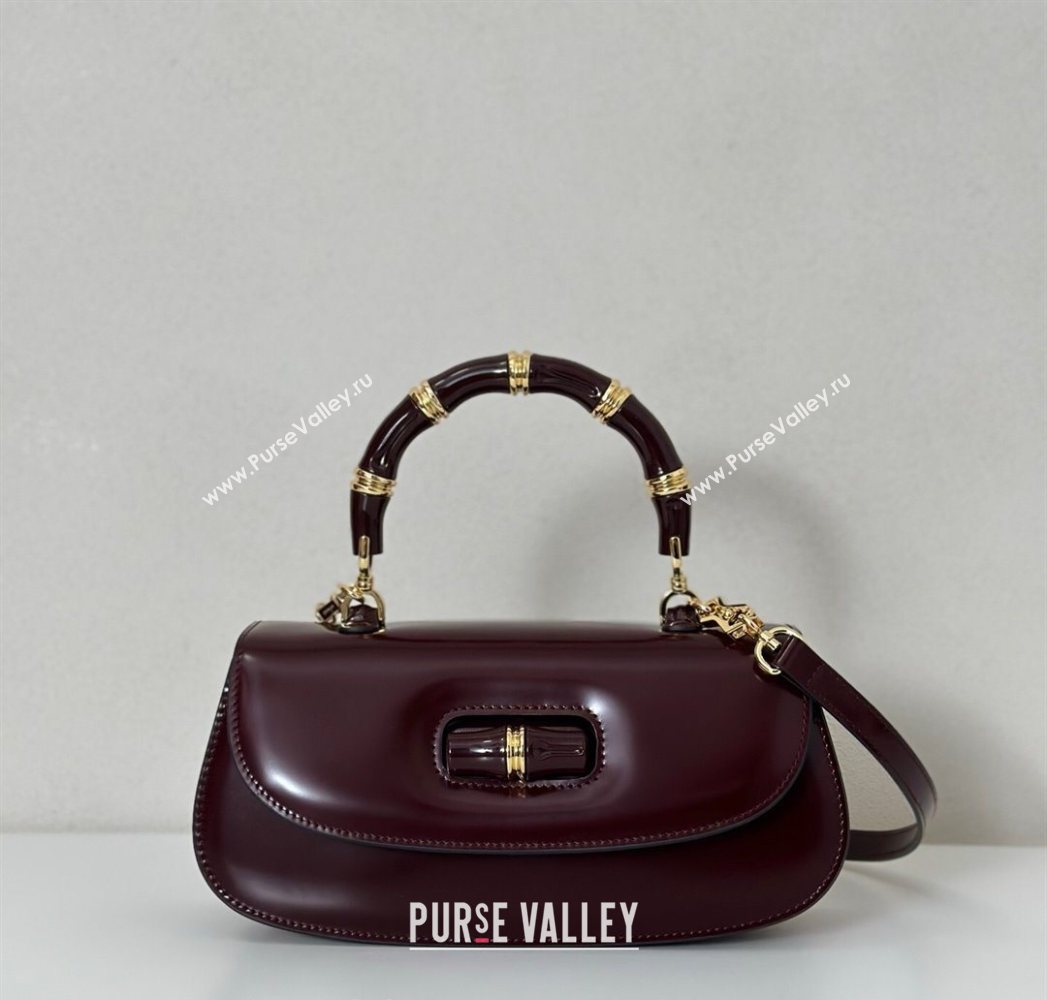 Gucci Leather Bamboo Diva medium bag Ancora Red 2025 ‎827750 (DLH-250630126)