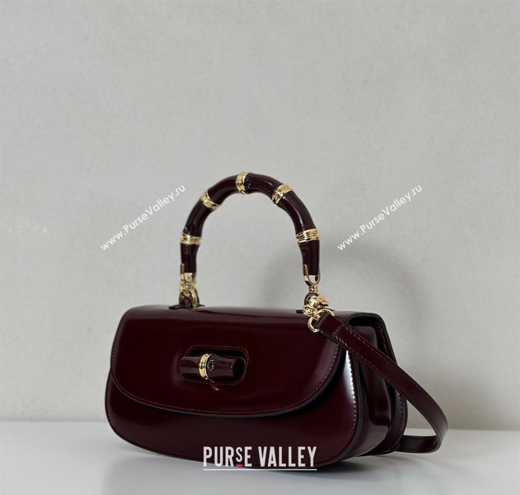 Gucci Leather Bamboo Diva medium bag Ancora Red 2025 ‎827750 (DLH-250630126)