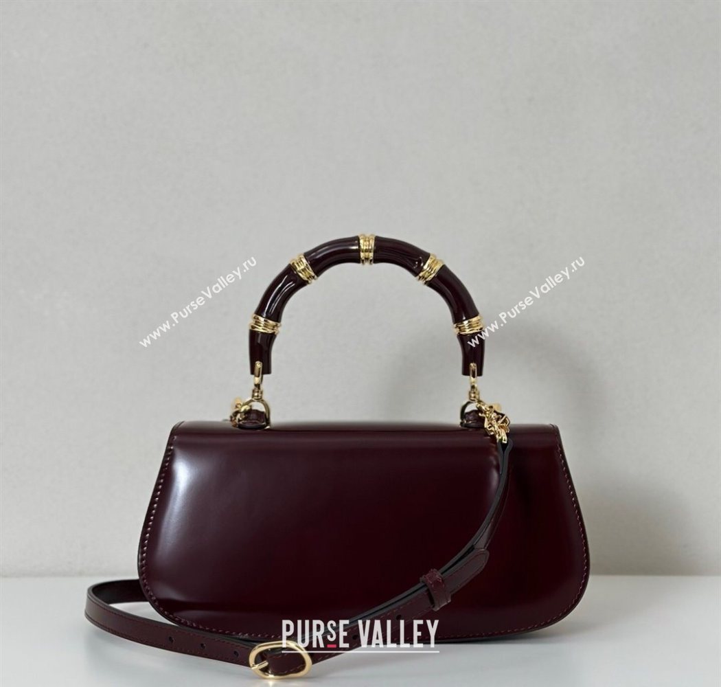 Gucci Leather Bamboo Diva medium bag Ancora Red 2025 ‎827750 (DLH-250630126)
