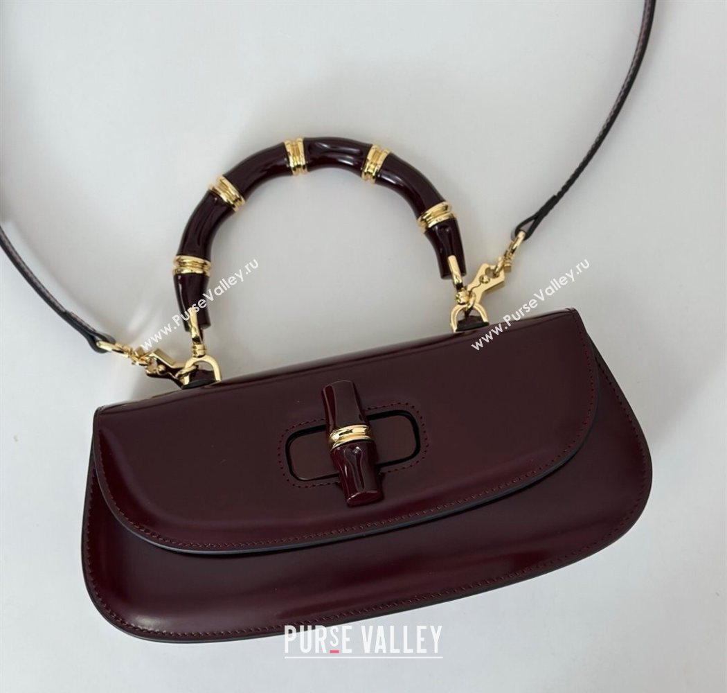 Gucci Leather Bamboo Diva medium bag Ancora Red 2025 ‎827750 (DLH-250630126)