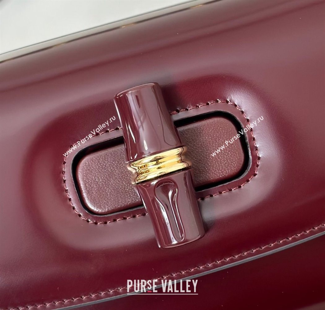 Gucci Leather Bamboo Diva medium bag Ancora Red 2025 ‎827750 (DLH-250630126)
