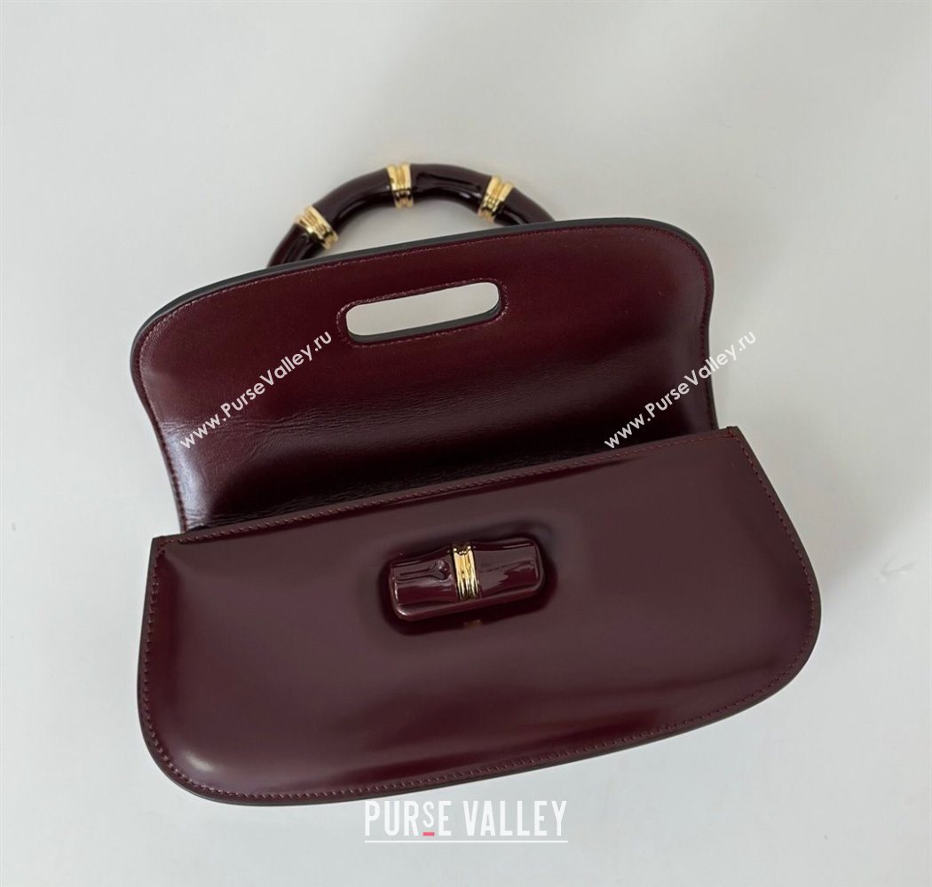 Gucci Leather Bamboo Diva medium bag Ancora Red 2025 ‎827750 (DLH-250630126)
