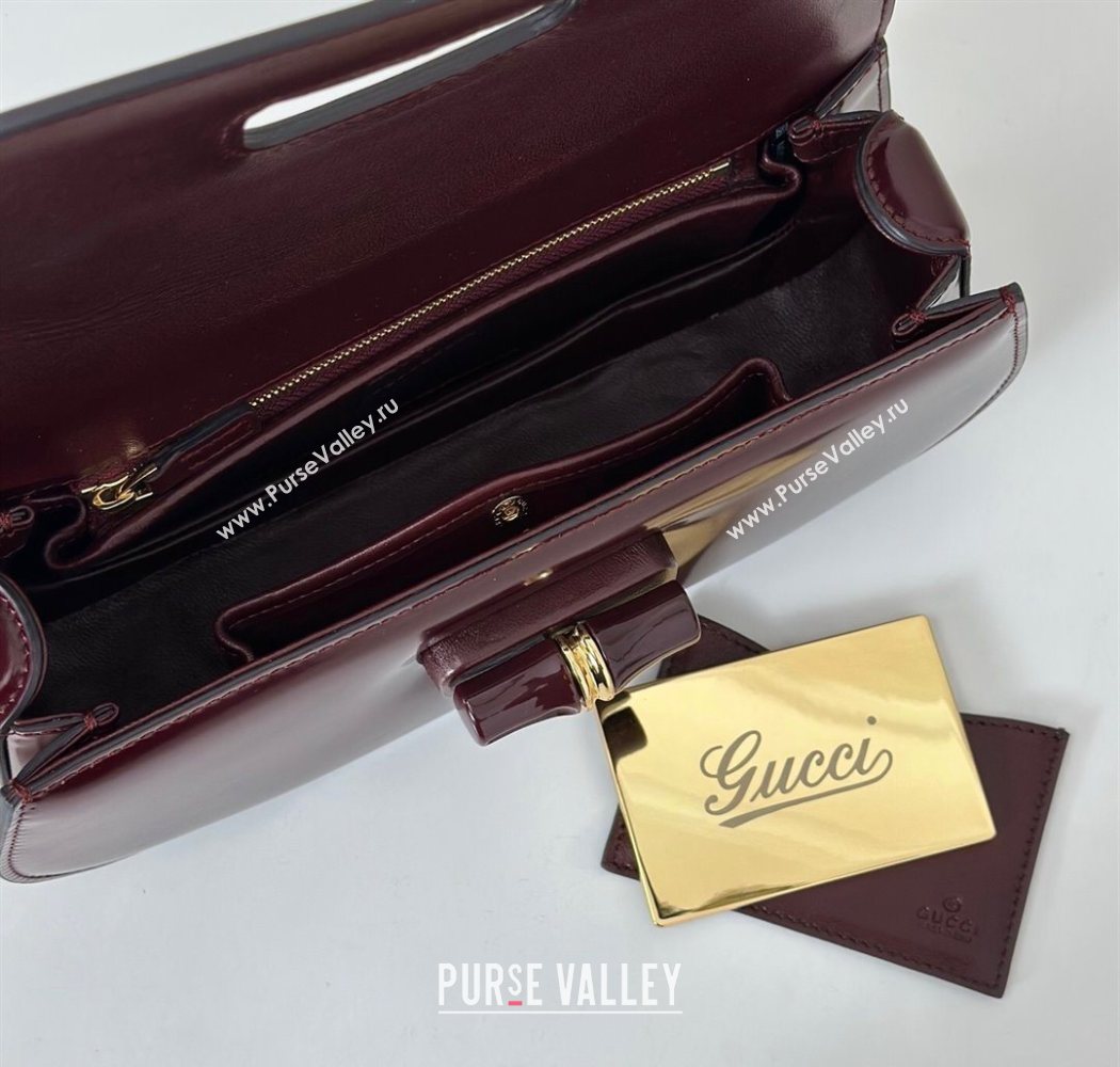 Gucci Leather Bamboo Diva medium bag Ancora Red 2025 ‎827750 (DLH-250630126)