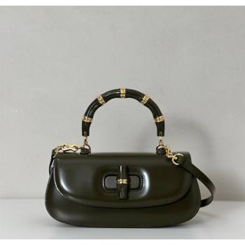 Gucci Leather Bamboo Diva medium bag Forest Green 2025 ‎827750 (DLH-250630127)