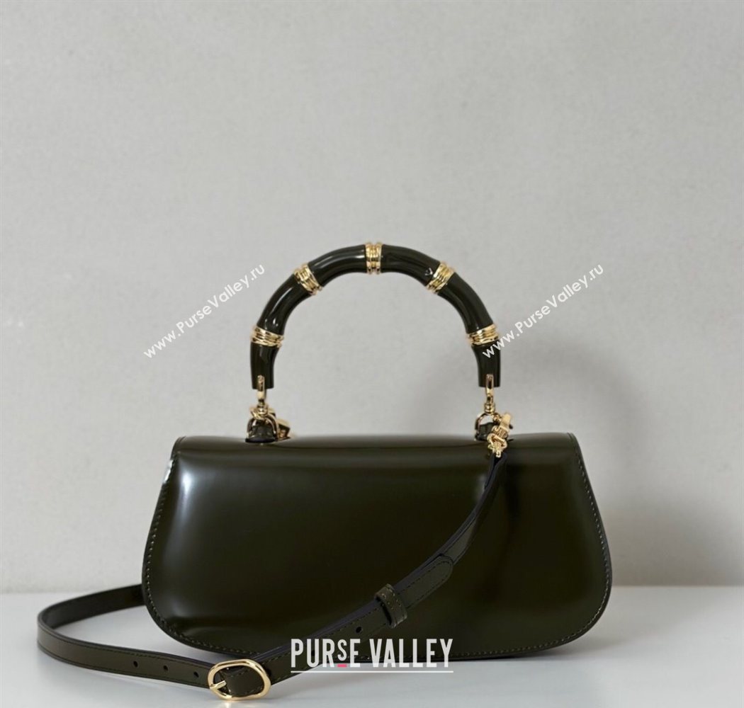 Gucci Leather Bamboo Diva medium bag Forest Green 2025 ‎827750 (DLH-250630127)