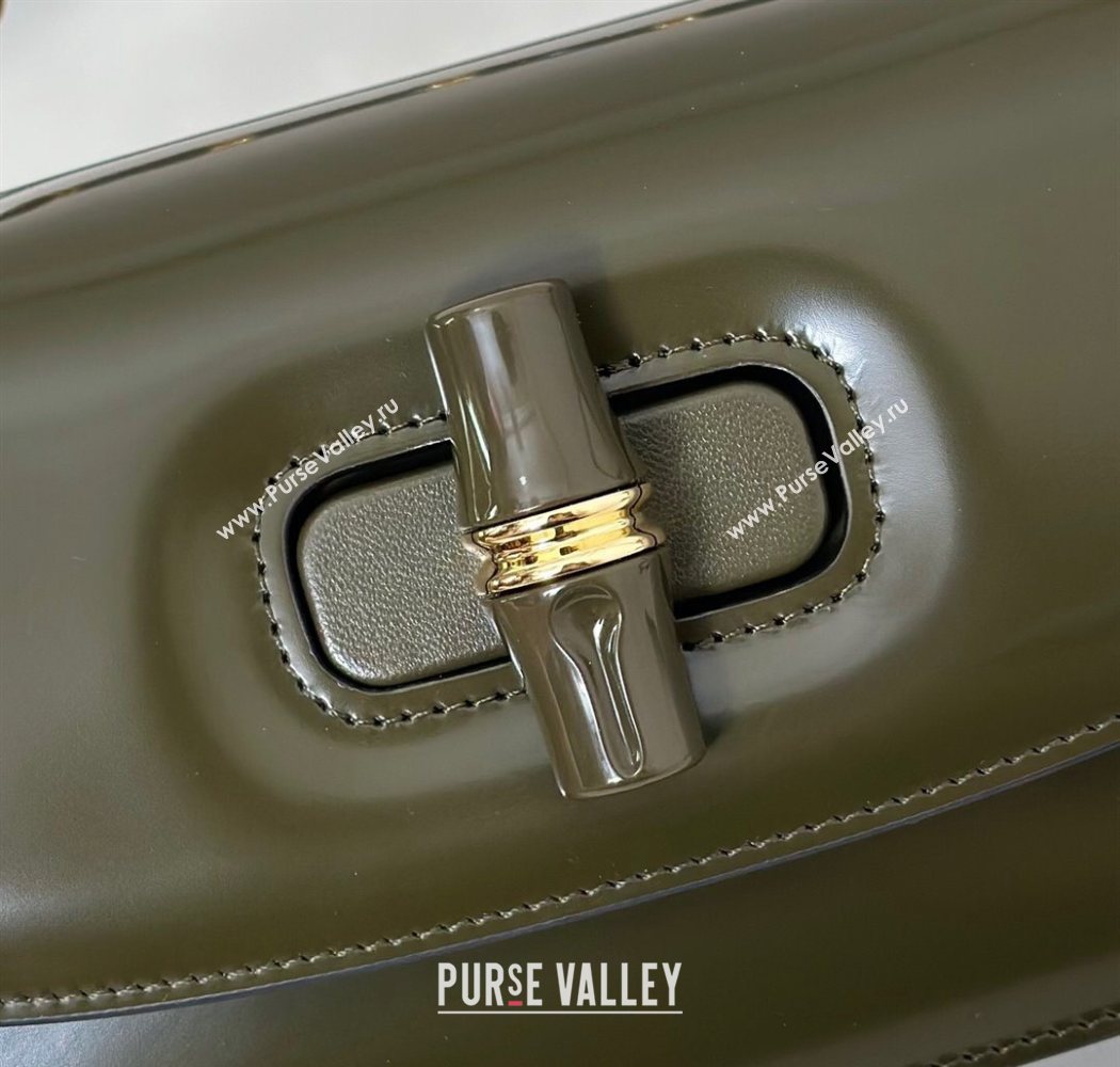 Gucci Leather Bamboo Diva medium bag Forest Green 2025 ‎827750 (DLH-250630127)