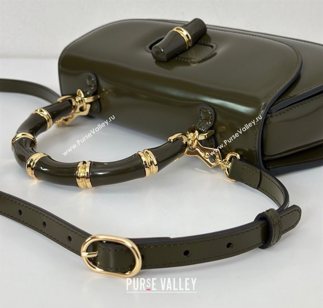 Gucci Leather Bamboo Diva medium bag Forest Green 2025 ‎827750 (DLH-250630127)