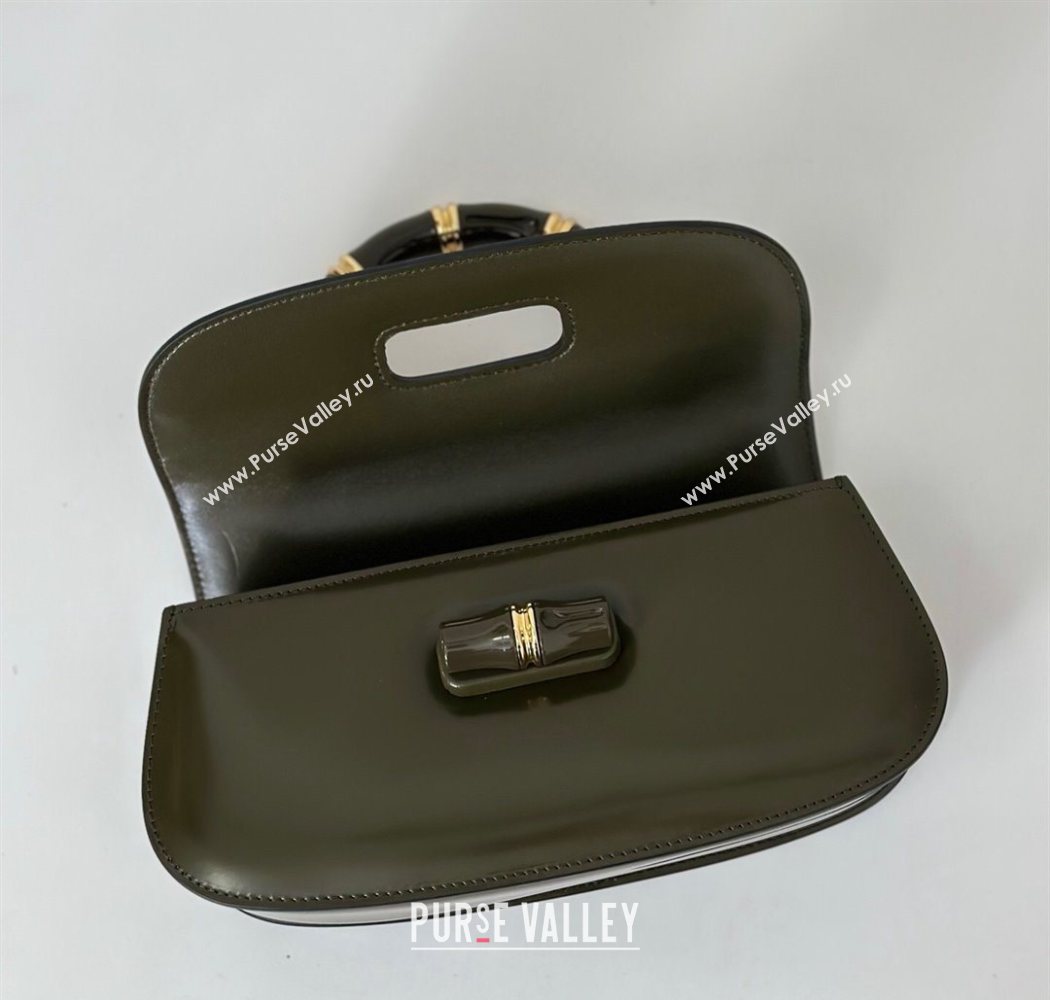 Gucci Leather Bamboo Diva medium bag Forest Green 2025 ‎827750 (DLH-250630127)
