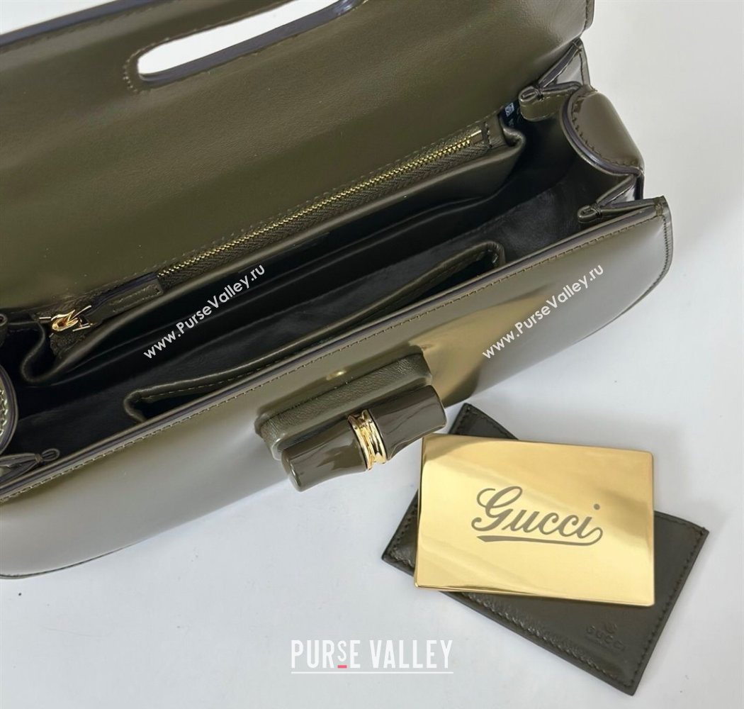 Gucci Leather Bamboo Diva medium bag Forest Green 2025 ‎827750 (DLH-250630127)