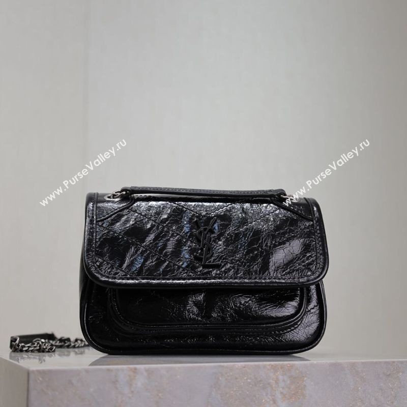 Saint Laurent Niki Mini bag in Oil Leather 828736 Black 2025 (YY-250801132)