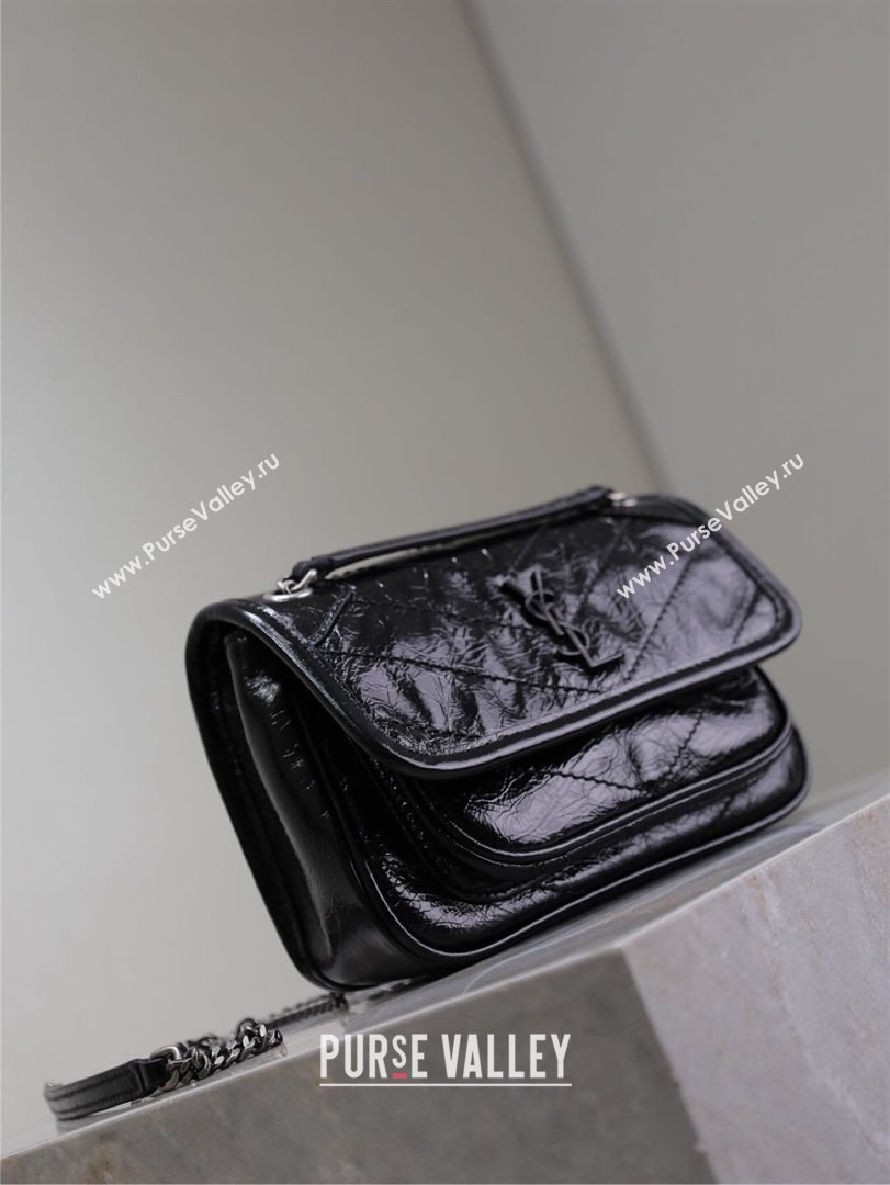Saint Laurent Niki Mini bag in Oil Leather 828736 Black 2025 (YY-250801132)