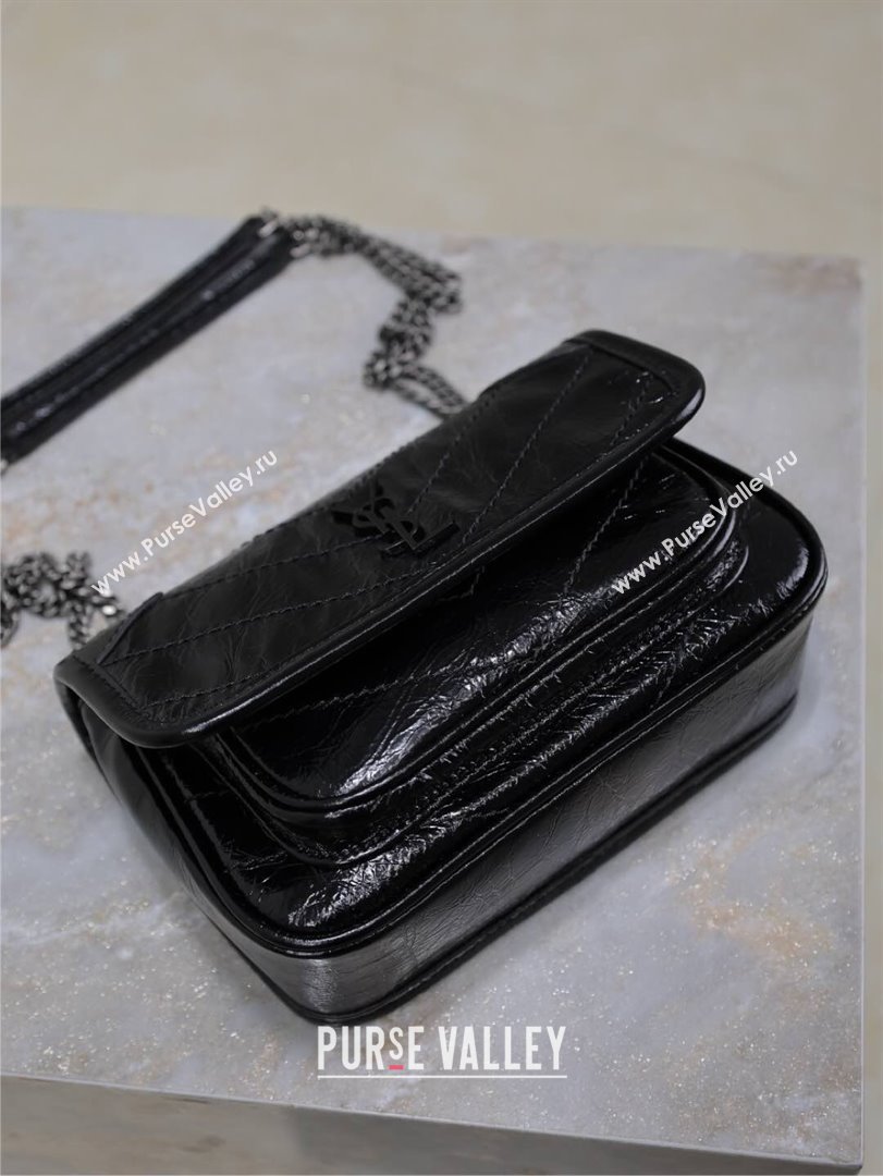 Saint Laurent Niki Mini bag in Oil Leather 828736 Black 2025 (YY-250801132)