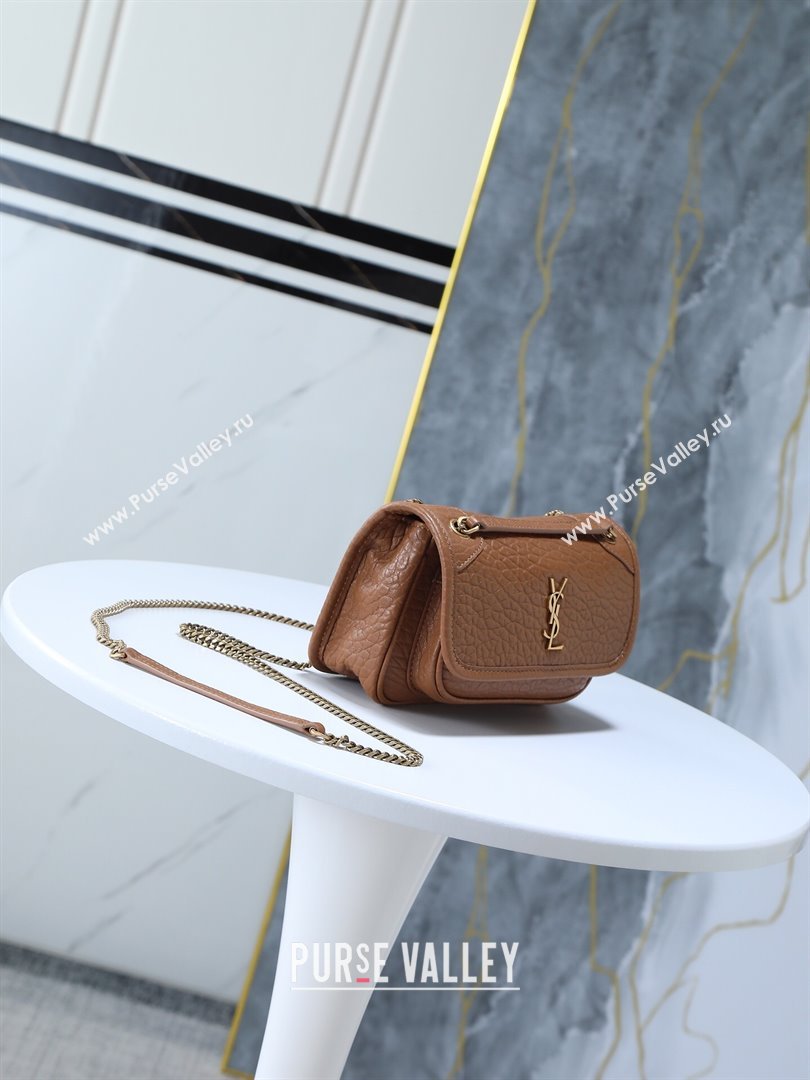 Saint Laurent Niki Mini bag in Grained Lambskin 828736 Dark Brown 2025 (YY-250801133)