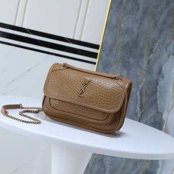 Saint Laurent Niki Mini bag in Grained Lambskin 828736 Dark Cork 2025 (YY-250801134)