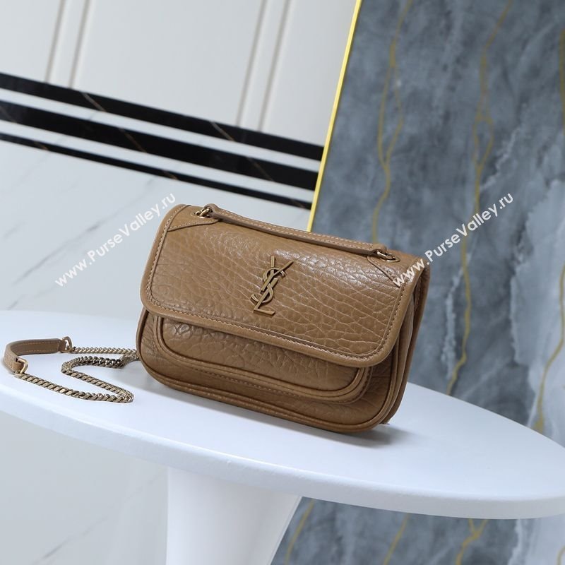 Saint Laurent Niki Mini bag in Grained Lambskin 828736 Dark Cork 2025 (YY-250801134)