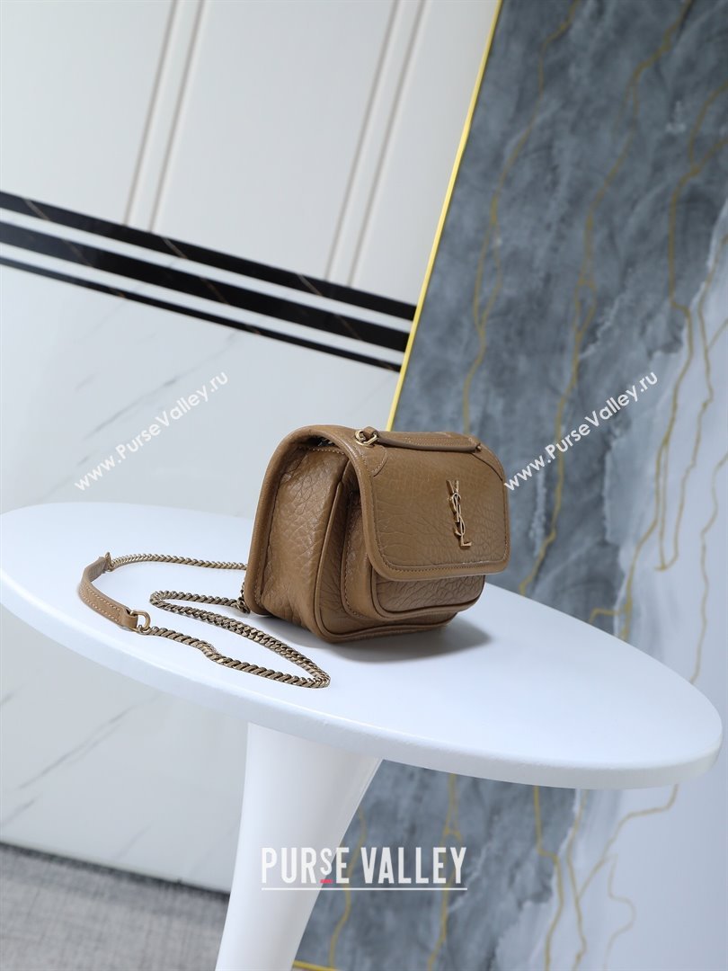 Saint Laurent Niki Mini bag in Grained Lambskin 828736 Dark Cork 2025 (YY-250801134)