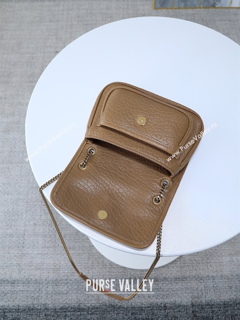 Saint Laurent Niki Mini bag in Grained Lambskin 828736 Dark Cork 2025 (YY-250801134)