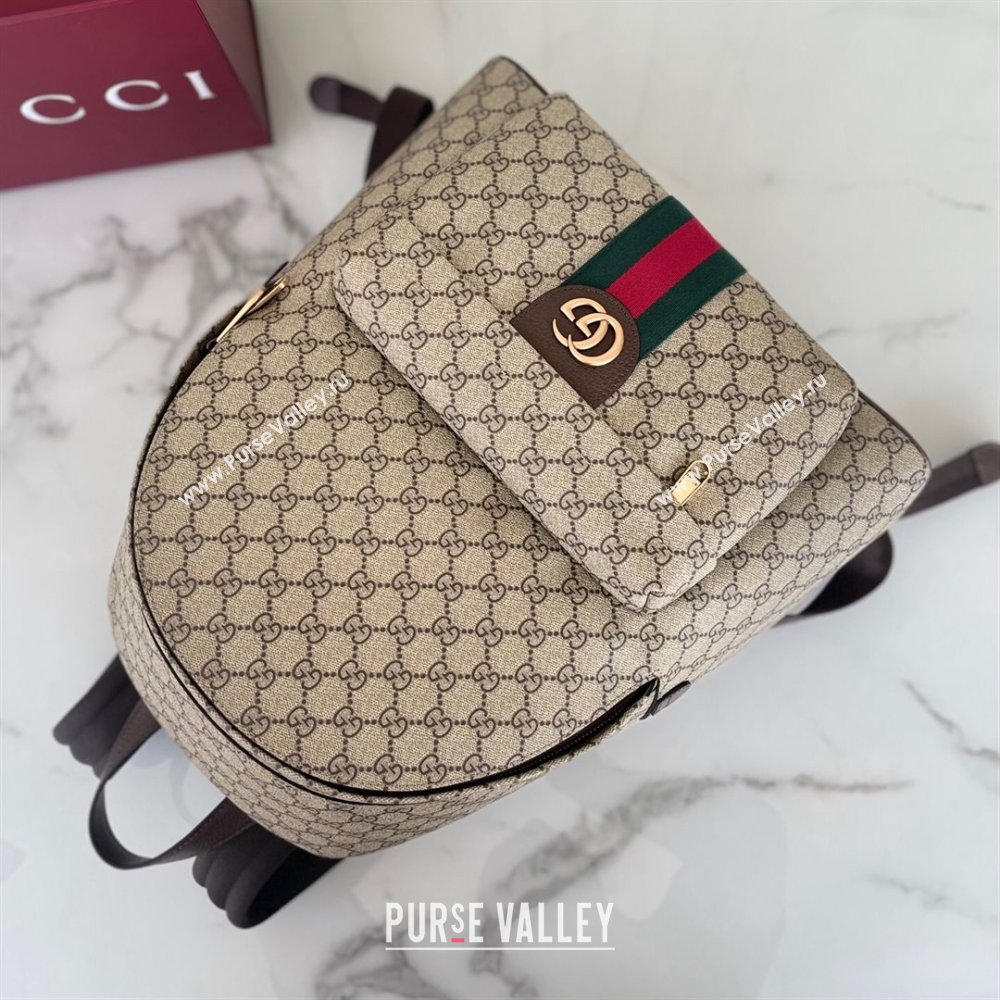Gucci Ophidia GG Canvas medium backpack bag Beige/Brown 2025 ‎834466 (DLH-250630069)