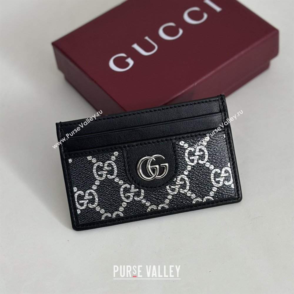 Gucci Card Case in GG Fabric Black/Silver 2026 834795 (DLH-260128091)