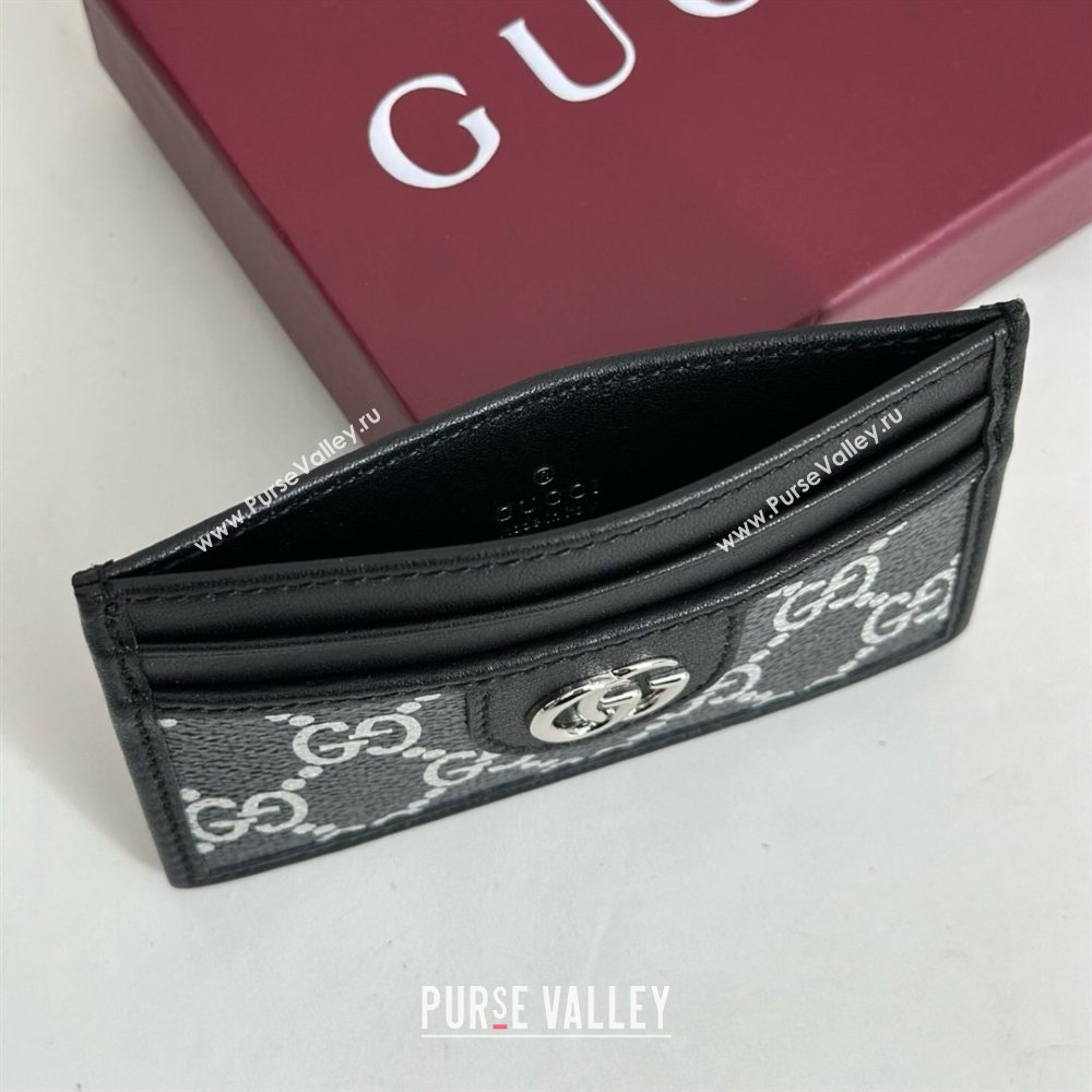 Gucci Card Case in GG Fabric Black/Silver 2026 834795 (DLH-260128091)