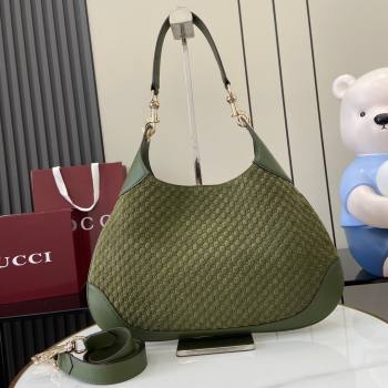 Gucci B medium shoulder bag in Micro GG Suede Dark Green 2025 834981 (XLU-250701009)