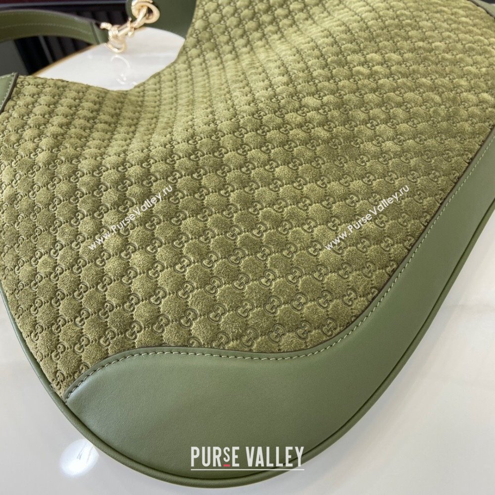 Gucci B medium shoulder bag in Micro GG Suede Dark Green 2025 834981 (XLU-250701009)