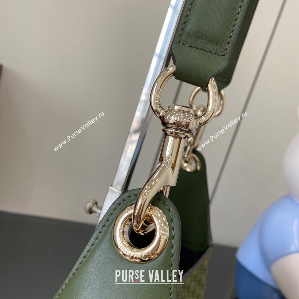 Gucci B medium shoulder bag in Micro GG Suede Dark Green 2025 834981 (XLU-250701009)