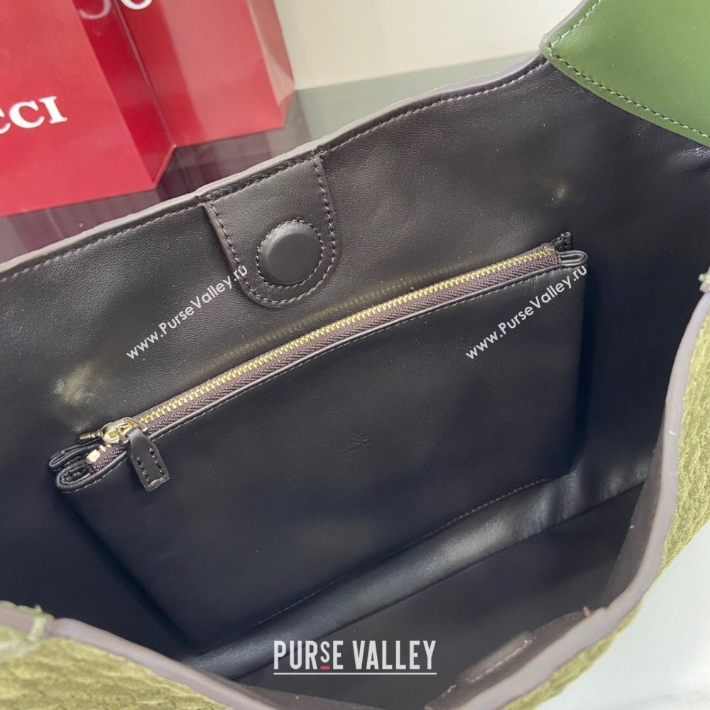 Gucci B medium shoulder bag in Micro GG Suede Dark Green 2025 834981 (XLU-250701009)