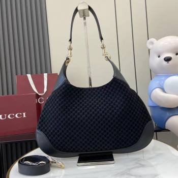 Gucci B medium shoulder bag in Micro GG Suede Black 2025 834981 (XLU-250701008)