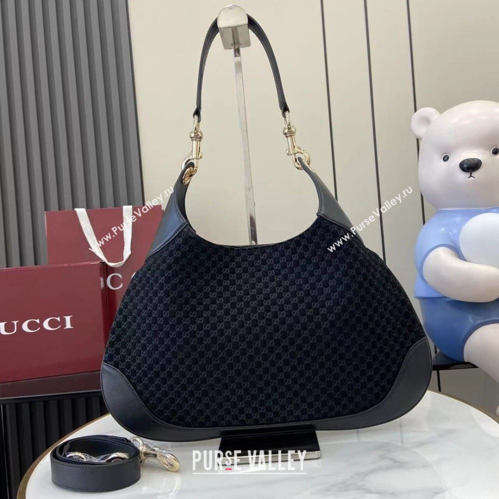 Gucci B medium shoulder bag in Micro GG Suede Black 2025 834981 (XLU-250701008)