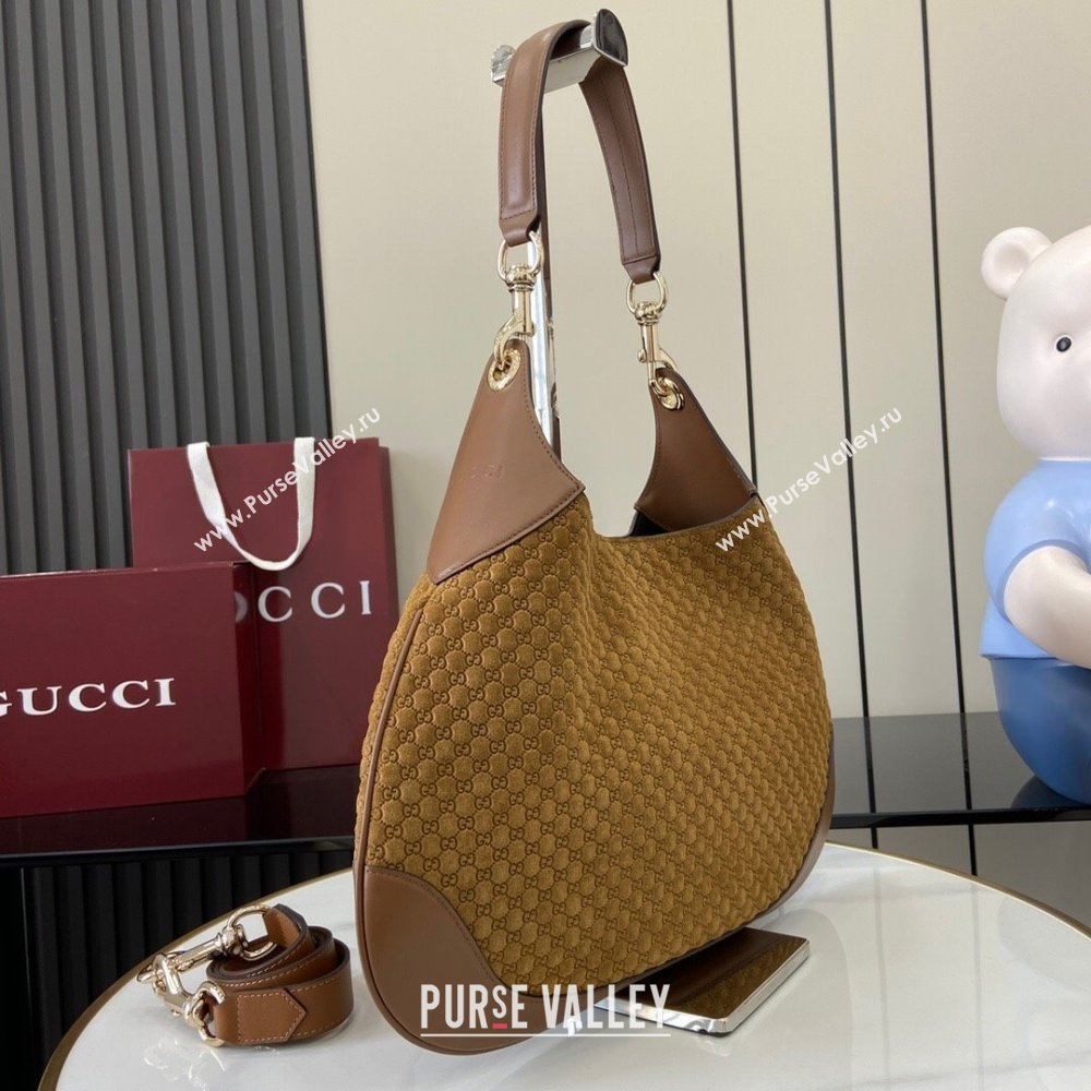 Gucci B medium shoulder bag in Micro GG Suede Brown 2025 834981 (XLU-250701010)