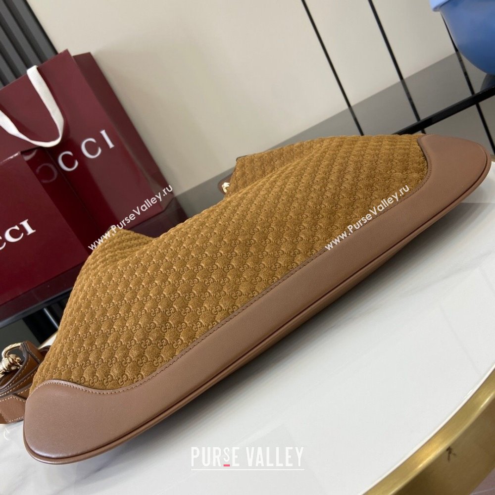 Gucci B medium shoulder bag in Micro GG Suede Brown 2025 834981 (XLU-250701010)