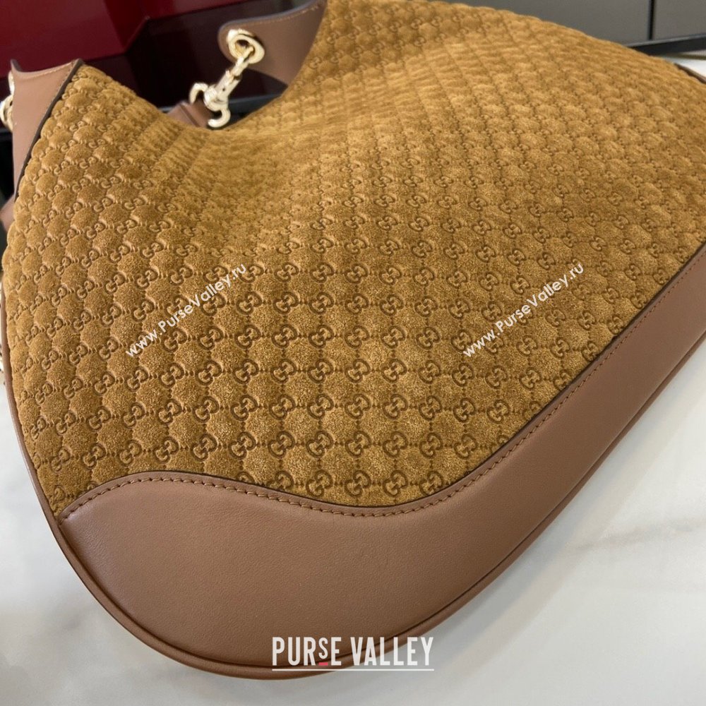 Gucci B medium shoulder bag in Micro GG Suede Brown 2025 834981 (XLU-250701010)