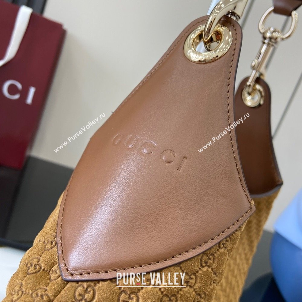 Gucci B medium shoulder bag in Micro GG Suede Brown 2025 834981 (XLU-250701010)